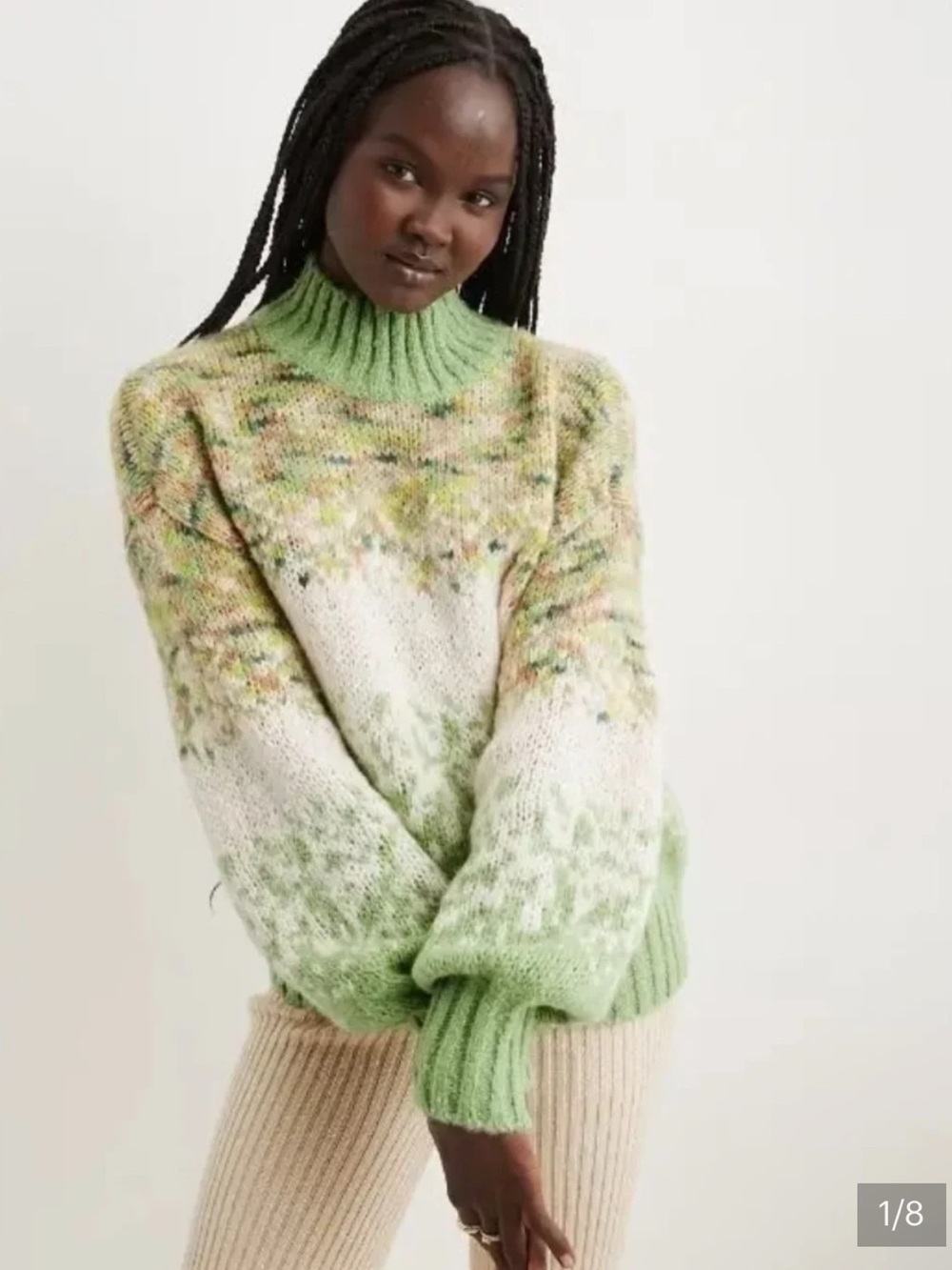 OBO~ Aerie Fair Isle Green Ombre Flecked cozy soft Pullover Sz.XL